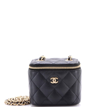 Chanel Classic Vanity Case with Chain Quilted Caviar Mini