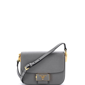 Prada Embleme Flap Bag Saffiano Leather Small