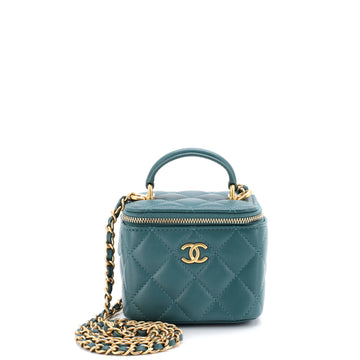 Chanel Classic Top Handle Vanity Case with Chain Quilted Lambskin Mini