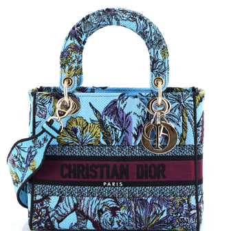 Christian Dior Lady D-Lite Bag Embroidered Canvas Medium