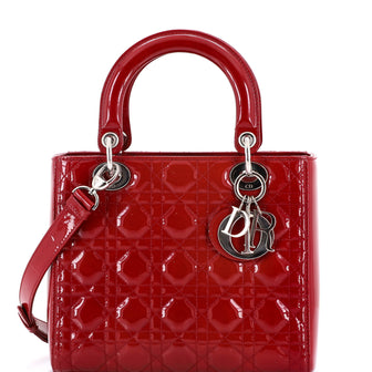 Christian Dior Lady Dior Bag Cannage Quilt Patent Medium