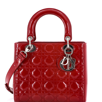 Christian Dior Lady Dior Bag Cannage Quilt Patent Medium