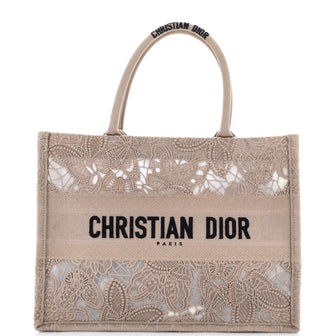 Christian Dior Book Tote Embroidered Lace Medium