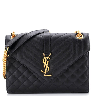 Saint Laurent Classic Monogram Envelope Satchel Mixed Matelasse Leather Medium