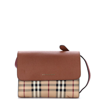 Burberry Loxley Crossbody Bag Haymarket Coated Canvas and Leather Small