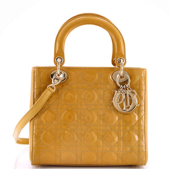 Christian Dior Lady Dior Bag Cannage Quilt Patent Medium