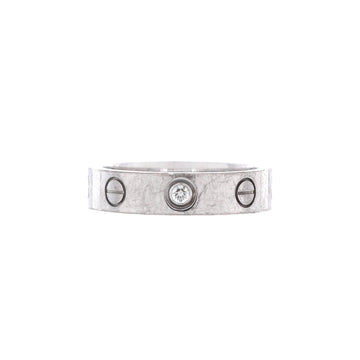 Cartier Love Wedding Band 1 Diamond Ring 18K White Gold with Diamond
