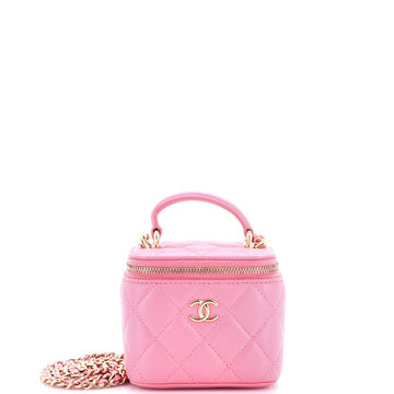 Chanel Classic Top Handle Vanity Case with Chain Quilted Lambskin Mini
