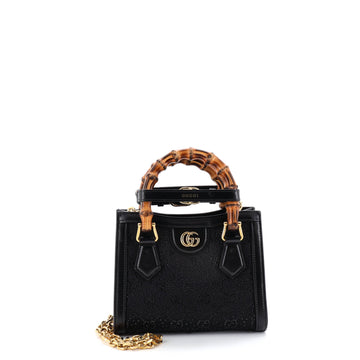 Gucci Diana NM Bamboo Handle Tote Crystal Embellished GG Canvas Mini