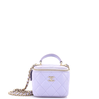 Chanel Classic Top Handle Vanity Case with Chain Quilted Lambskin Mini