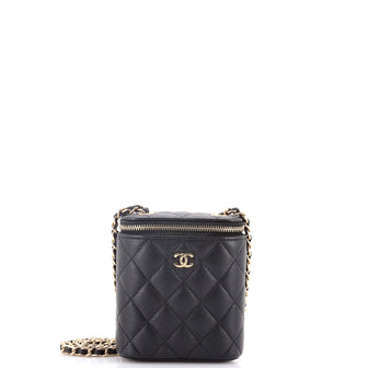 Chanel Vertical Classic Vanity Case with Chain Quilted Caviar Mini
