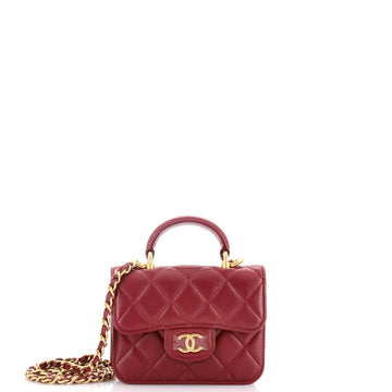 Chanel Top Handle Flap Coin Purse with Chain Quilted Lambskin
