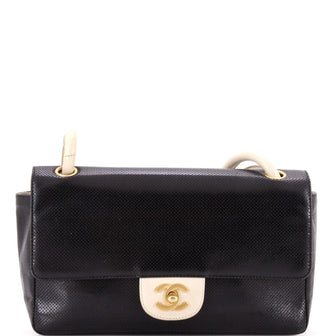 Chanel Vintage CC Flap Shoulder Bag Perforated Leather Medium