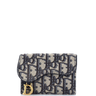 Christian Dior Saddle Card Case Oblique Canvas