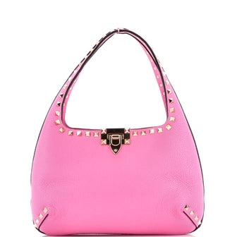 Valentino Garavani Rockstud Flip Lock Hobo Leather Small