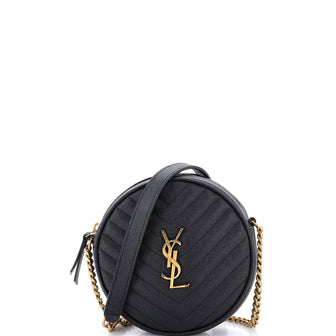 Saint Laurent Vinyle Round Camera Bag Matelasse Chevron Leather