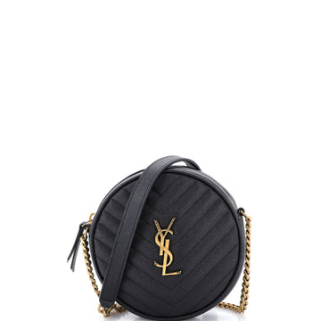 Saint Laurent Vinyle Round Camera Bag Matelasse Chevron Leather