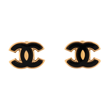 Chanel CC Stud Earrings Metal with Enamel