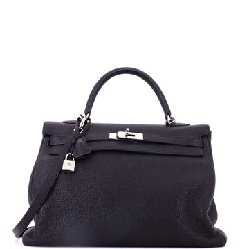 Hermes Kelly Handbag Black Togo with Palladium Hardware 35