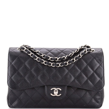 Chanel Classic Double Flap Bag Quilted Caviar Jumbo