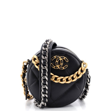 Chanel 19 Round Clutch with Chain Quilted Leather
