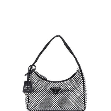 Prada Re-Edition 2000 Hobo Crystal Embellished Satin Mini