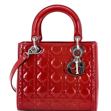 Christian Dior Lady Dior Bag Cannage Quilt Patent Medium