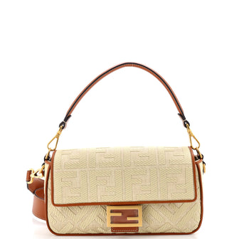 Fendi Baguette NM Bag Zucca Embroidered Raffia Medium