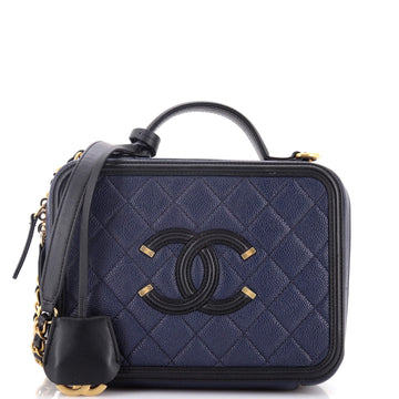 Chanel Filigree Vanity Case Quilted Caviar Medium