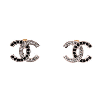 Chanel CC Stud Earrings Metal with Crystals