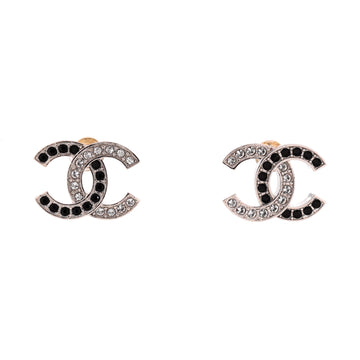 Chanel CC Stud Earrings Metal with Crystals