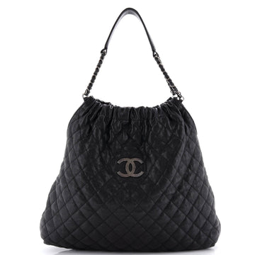 Chanel CC Elastic Shoulder Bag Quilted Caviar Large
