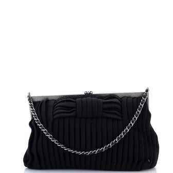 Chanel Vintage Bow Frame Clutch Jersey Small