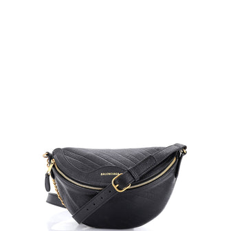 Balenciaga Souvenir Belt Bag Logo Embossed Leather XXS