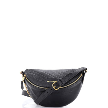 Balenciaga Souvenir Belt Bag Logo Embossed Leather XXS