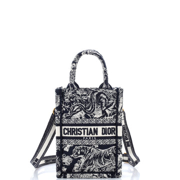 Christian Dior Book Tote Phone Bag Embroidered Canvas Mini