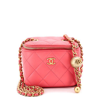 Chanel Pearl Crush Vanity Case with Chain Quilted Lambskin Mini