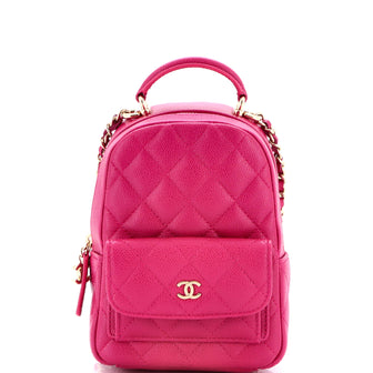 Chanel Classic CC Chain Pocket Backpack Quilted Caviar Mini