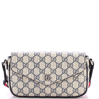 Gucci Ophidia Envelope Flap Shoulder Bag GG Coated Canvas Mini