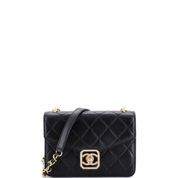 Chanel Crystal Geometric Frame CC Flap Bag Quilted Lambskin with Crystal Detail Small