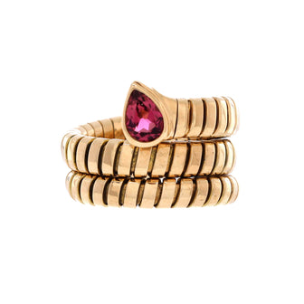 Bvlgari Serpenti Tubogas Double Wrap Ring 18K Yellow Gold with Tourmaline