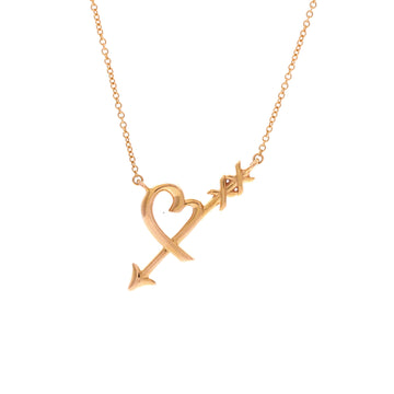 Tiffany & Co. Paloma Picasso Graffiti Heart and Arrow Pendant Necklace 18K Rose Gold Small