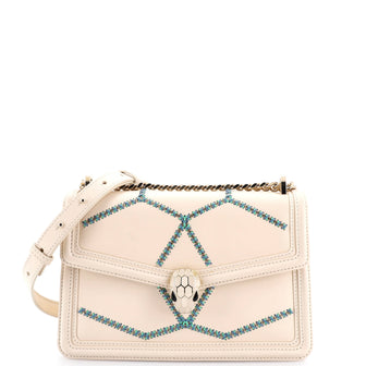 Bvlgari Serpenti Forever Shoulder Bag Whipstitched Leather Small