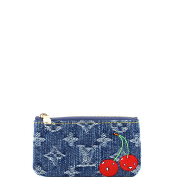 Louis Vuitton x Takashi Murakami Key Pouch Limited Edition Monogram Cerises Denim