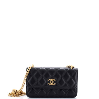 Chanel Sweet Camellia Flap Phone Holder with Chain Quilted Lambskin