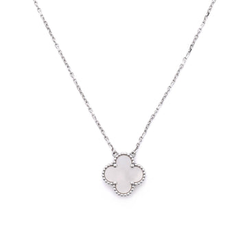 Van Cleef & Arpels Vintage Alhambra Pendant Necklace 18K White Gold and Mother of Pearl