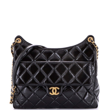Chanel Wavy CC Hobo Quilted Crumpled Calfskin Large