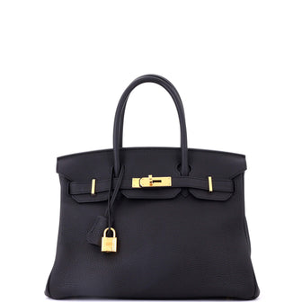 Hermes Birkin Handbag Black Togo with Gold Hardware 30