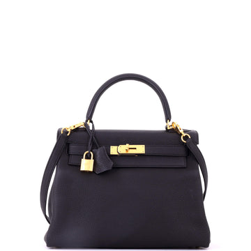 Hermes Kelly Handbag Black Togo with Gold Hardware 28