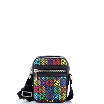 Gucci Front Zip Messenger Bag Psychedelic Print GG Coated Canvas Mini